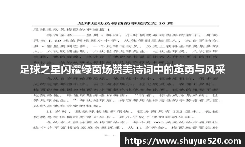 足球之星闪耀绿茵场赞美诗词中的英勇与风采
